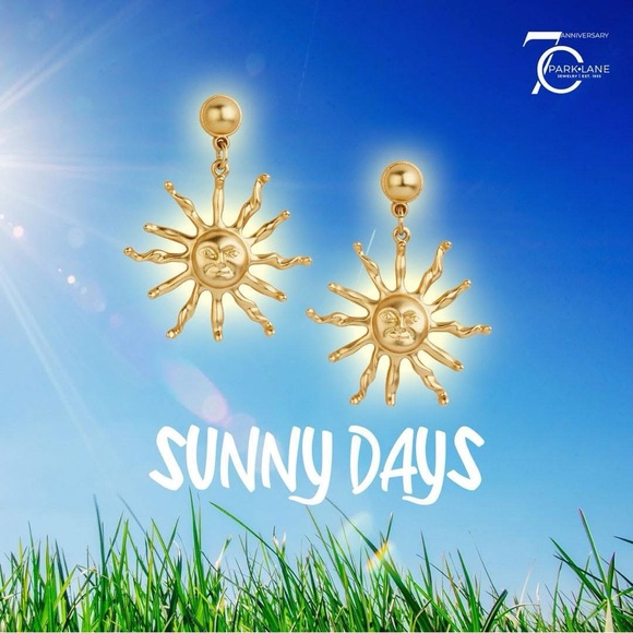 Park Lane ☀️ SUNNY DAYS Earrings Retro Sun Rays Matte Gold Tone NWT - Picture 2 of 10